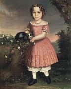 unknow artist Portrait of a Child Holding a Cat painting